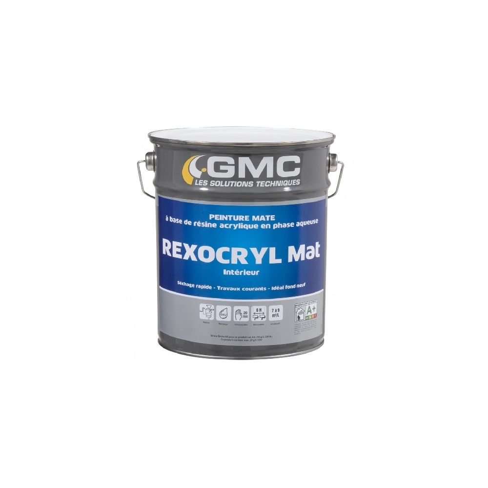 Gmc - REXOCRYL BLANC MAT 4L -Peinture mate acrylique idéale fonds neufs-GMC - Peinture intérieure
