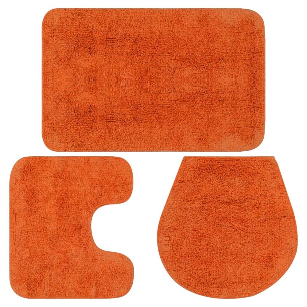 Vidaxl - Jeu de tapis de salle de bain 3 pcs Tissu Orange - Accessoires de salle de bain - Tapis de bain et fonds de baignoire | Orange | Orange - Pare-baignoire