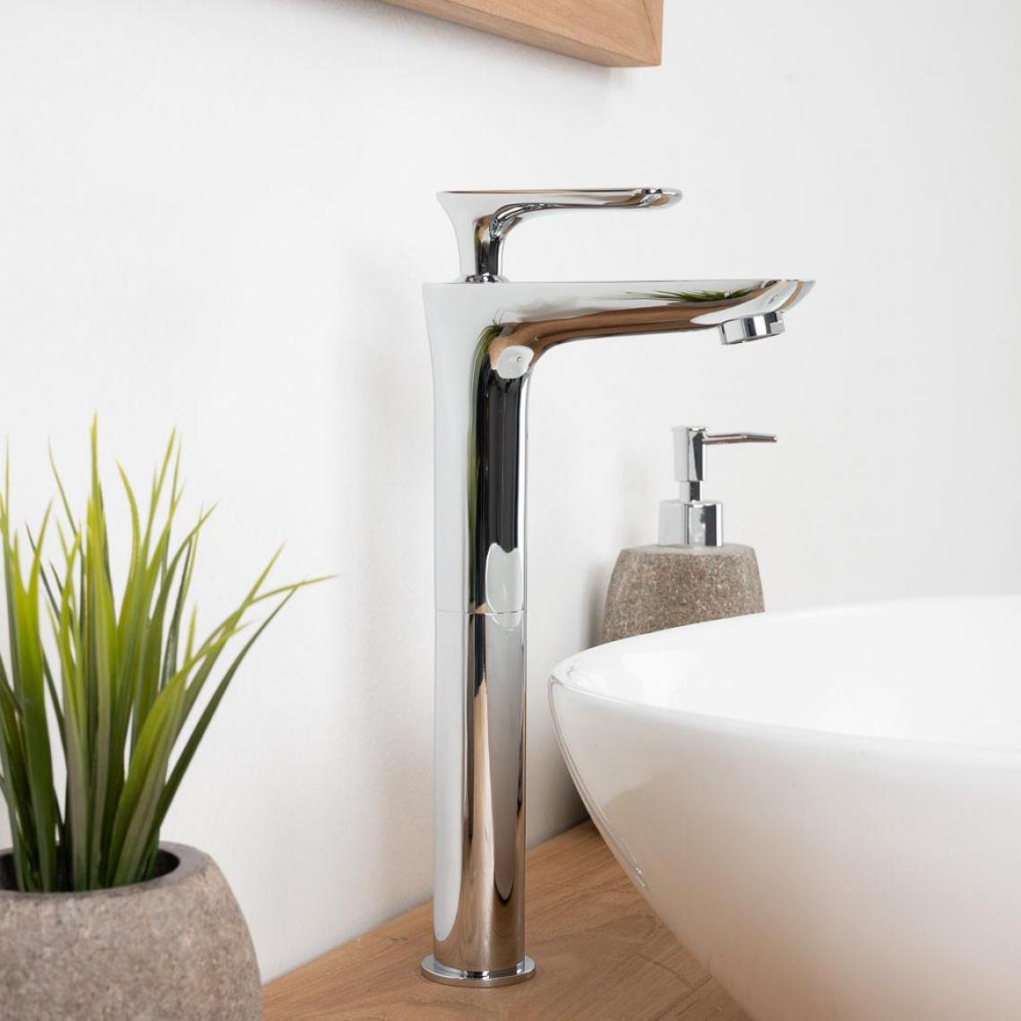 Wanda Collection - Robinet haut pour vasque salle de bain Ems chrome - Robinet de lavabo