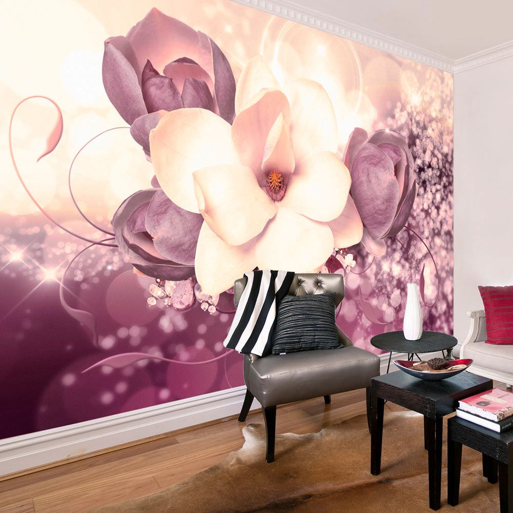 marque generique - 150x105 Papier peint Magnolias Fleurs Esthetique Maroon Charm - Papier peint