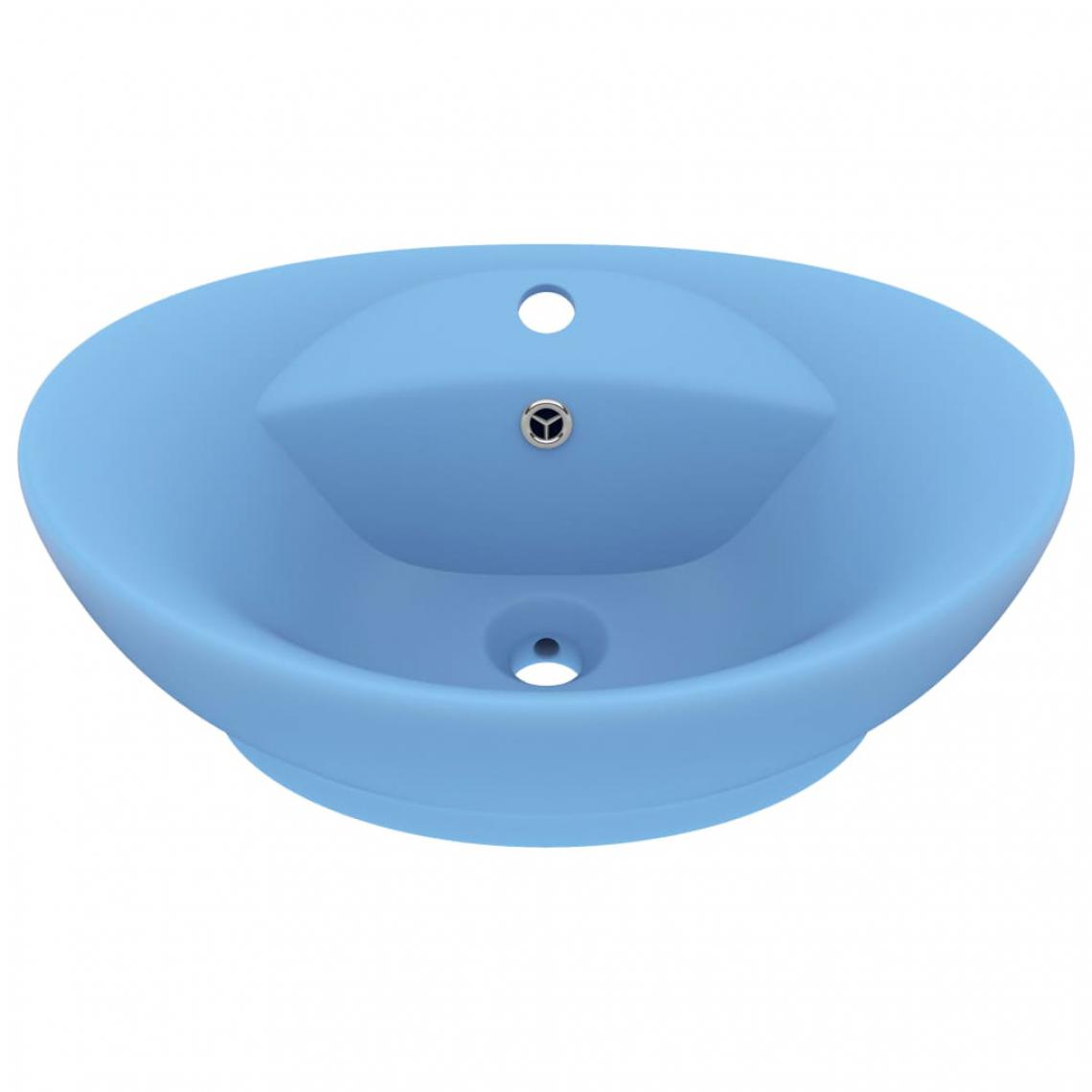Icaverne - Icaverne - Lavabos collection Lavabo ovale à trop-plein Bleu clair mat 58,5x39 cm Céramique - Lavabo