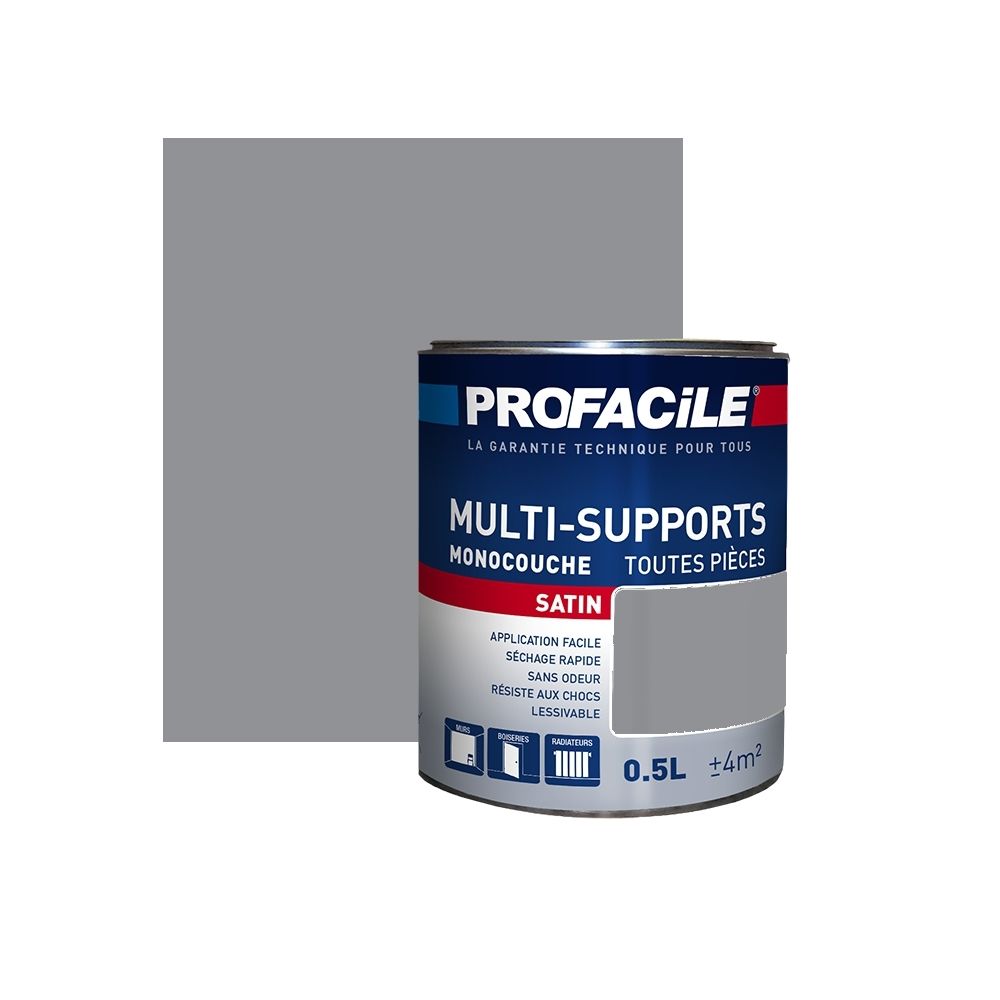 Profacile - Peinture intérieure multi-supports, PROFACILE-0.5 litre-Gris Loft - Peinture & enduit rénovation