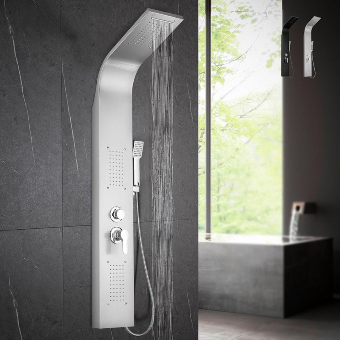 Arati Bath And Shower - Colonne de douche en acier avec mitigeur de douche cascade d'hydromassage Monticelli, Couleur: Silver - Colonne de douche
