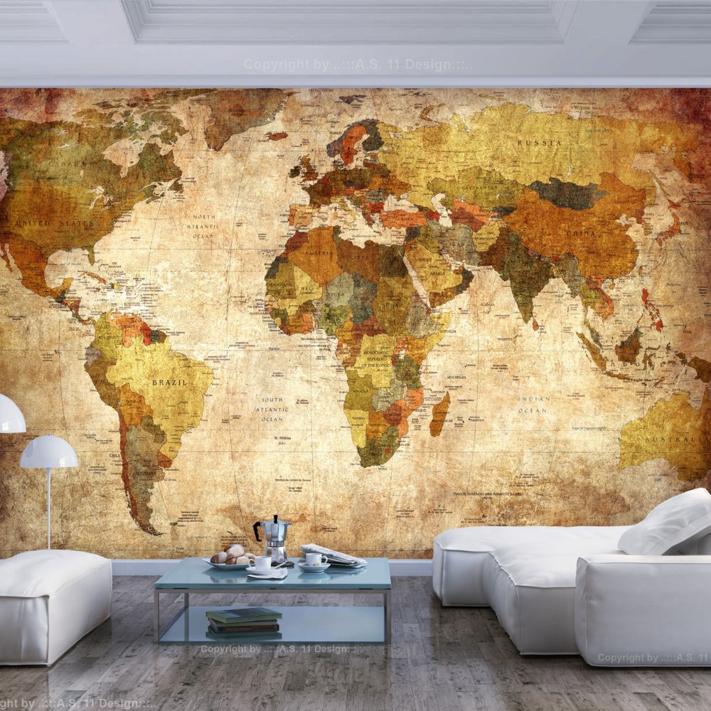 Bimago - Papier peint - Old World Map - Décoration, image, art | Carte du monde | - Papier peint