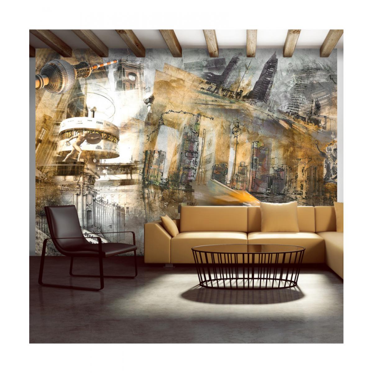 Artgeist - Papier peint - Berlin - collage (orange) 200x140 - Papier peint