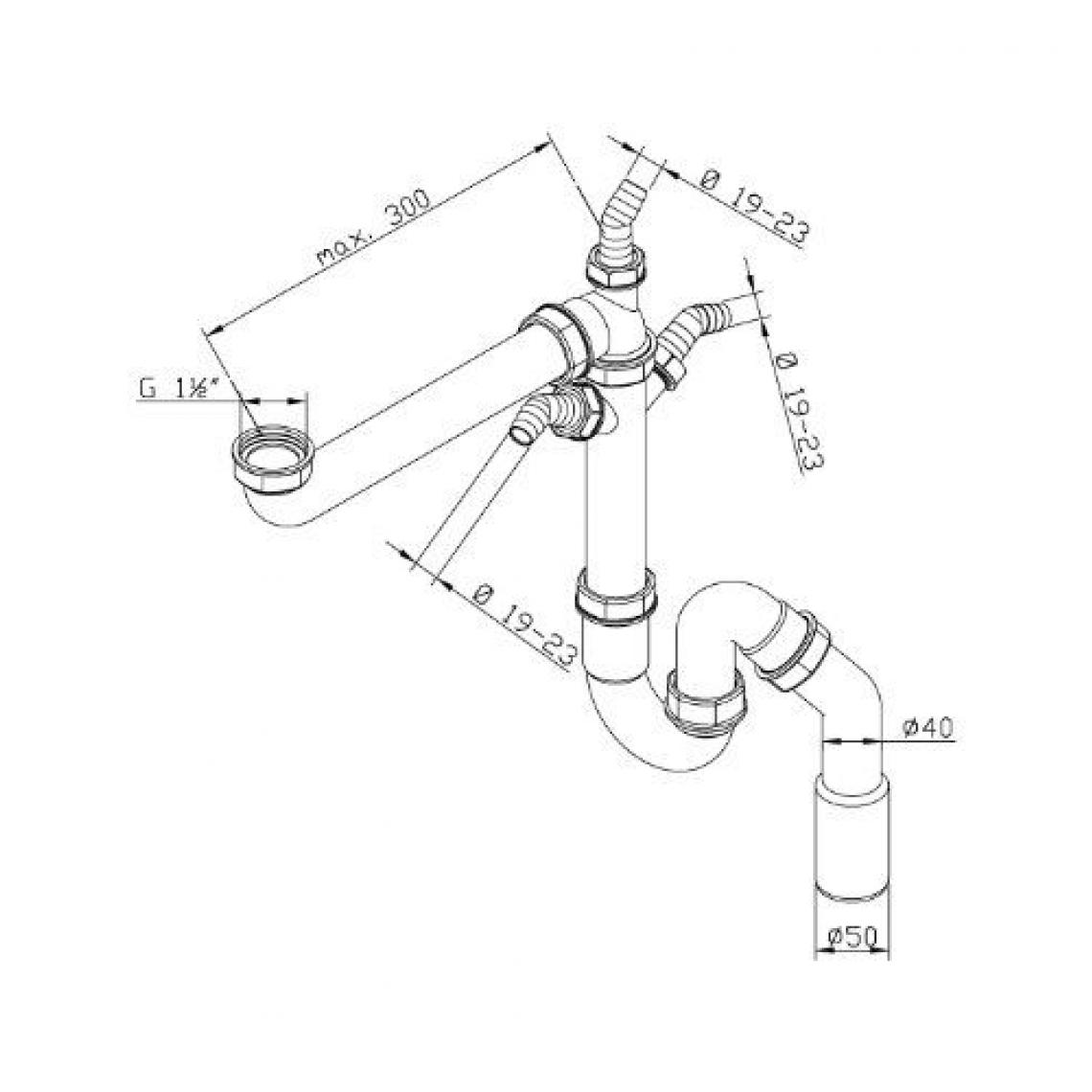 Inconnu - Sanitop-wingenroth röhrengeruchverschluss pour évier 11/2 x 40/50 mm, 22233 4 - Evier