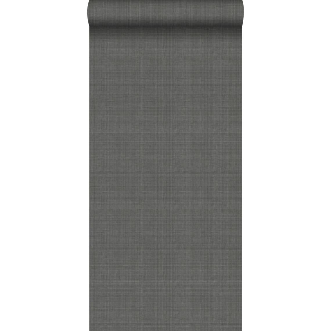 ESTAhome - ESTAhome papier peint lin gris foncé - 139028 - 0.53 x 10.05 m - Papier peint