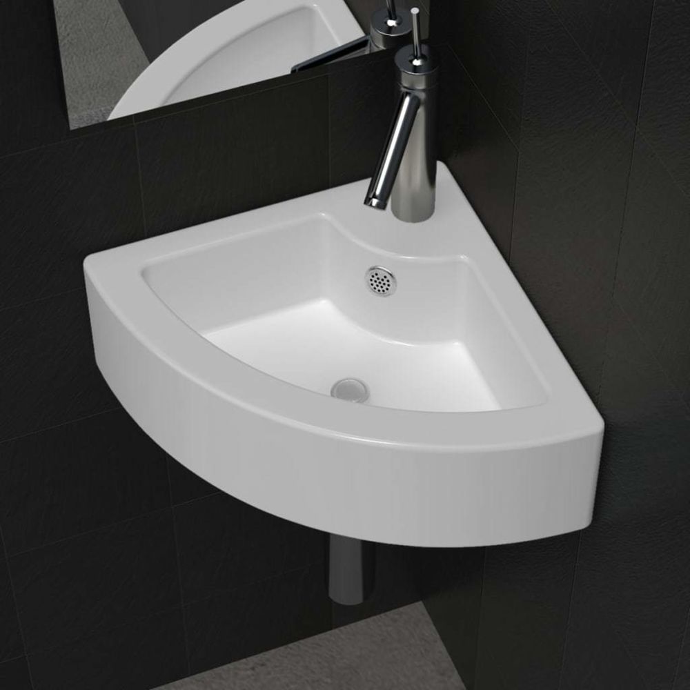 marque generique - Admirable Éviers et lavabos categorie Ngerulmud Vasque à poser/ Lave Main Angle Blanc en céramique + Trop Plein - Lavabo