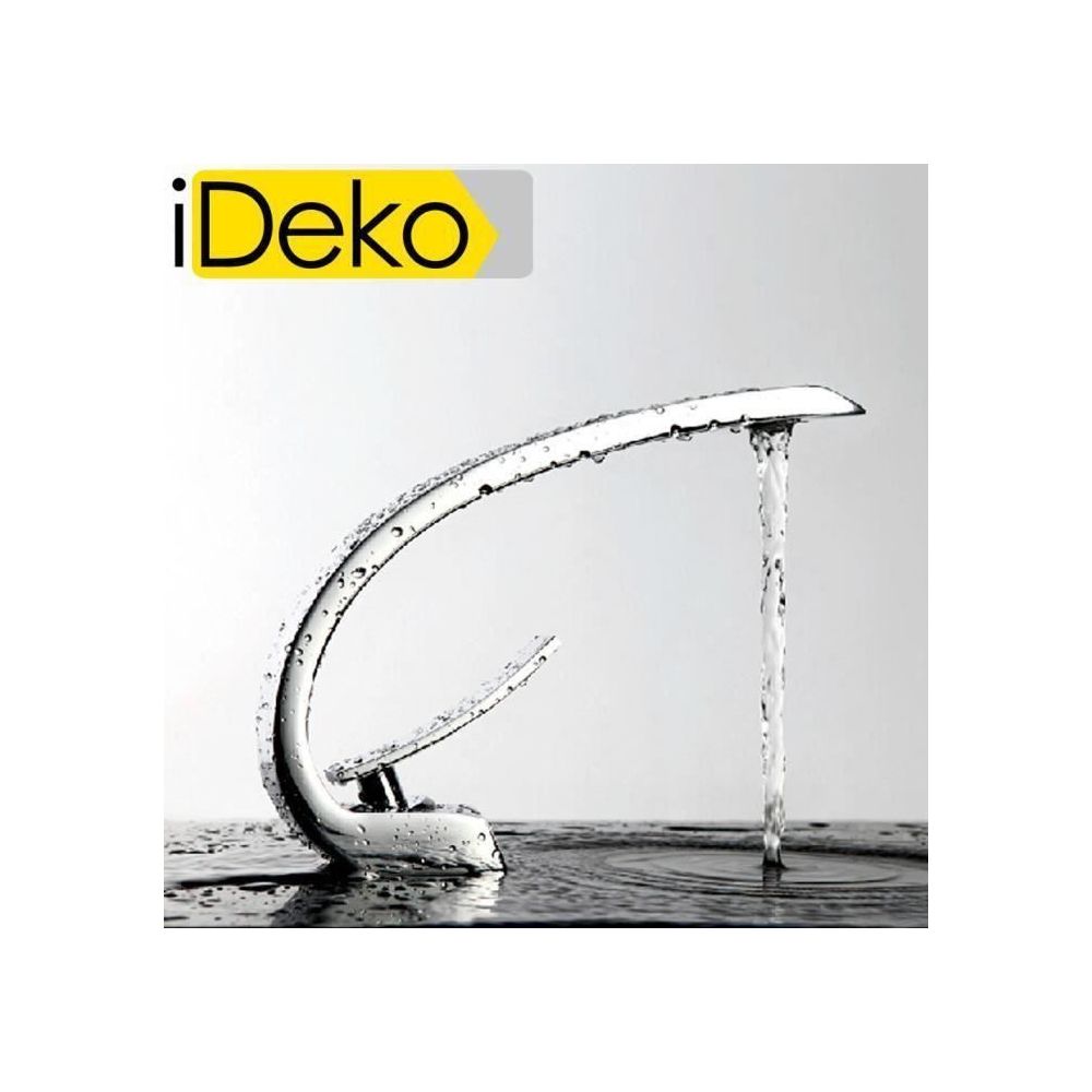 Ideko - iDeko® Robinet Mitigeur lavabo salle de bain design moderne Laiton Céramique chrome IDK6101-1 avec flexibles - Lavabo