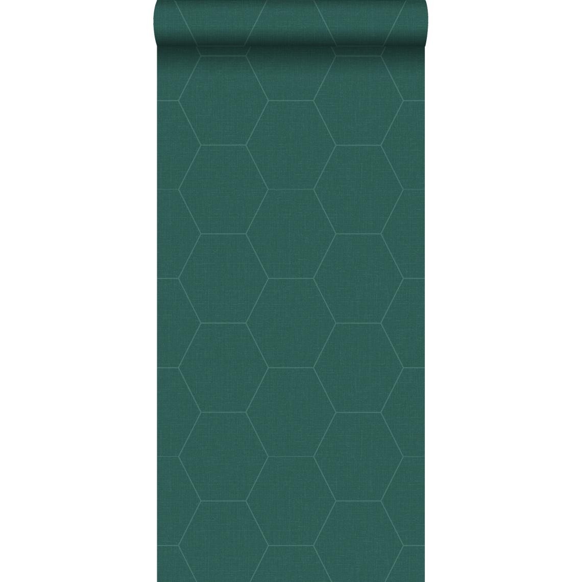ESTAhome - ESTAhome papier peint hexagone vert pétrole - 148752 - 0.53 x 10.05 m - Papier peint