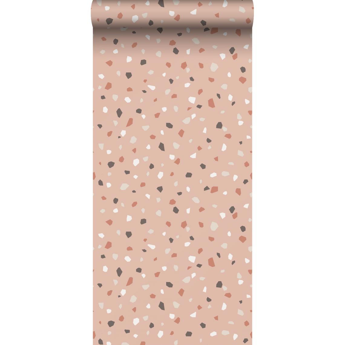 ESTAhome - ESTAhome papier peint imitation terrazzo rose clair, blanc et gris - 139306 - 0.53 x 10.05 m - Papier peint