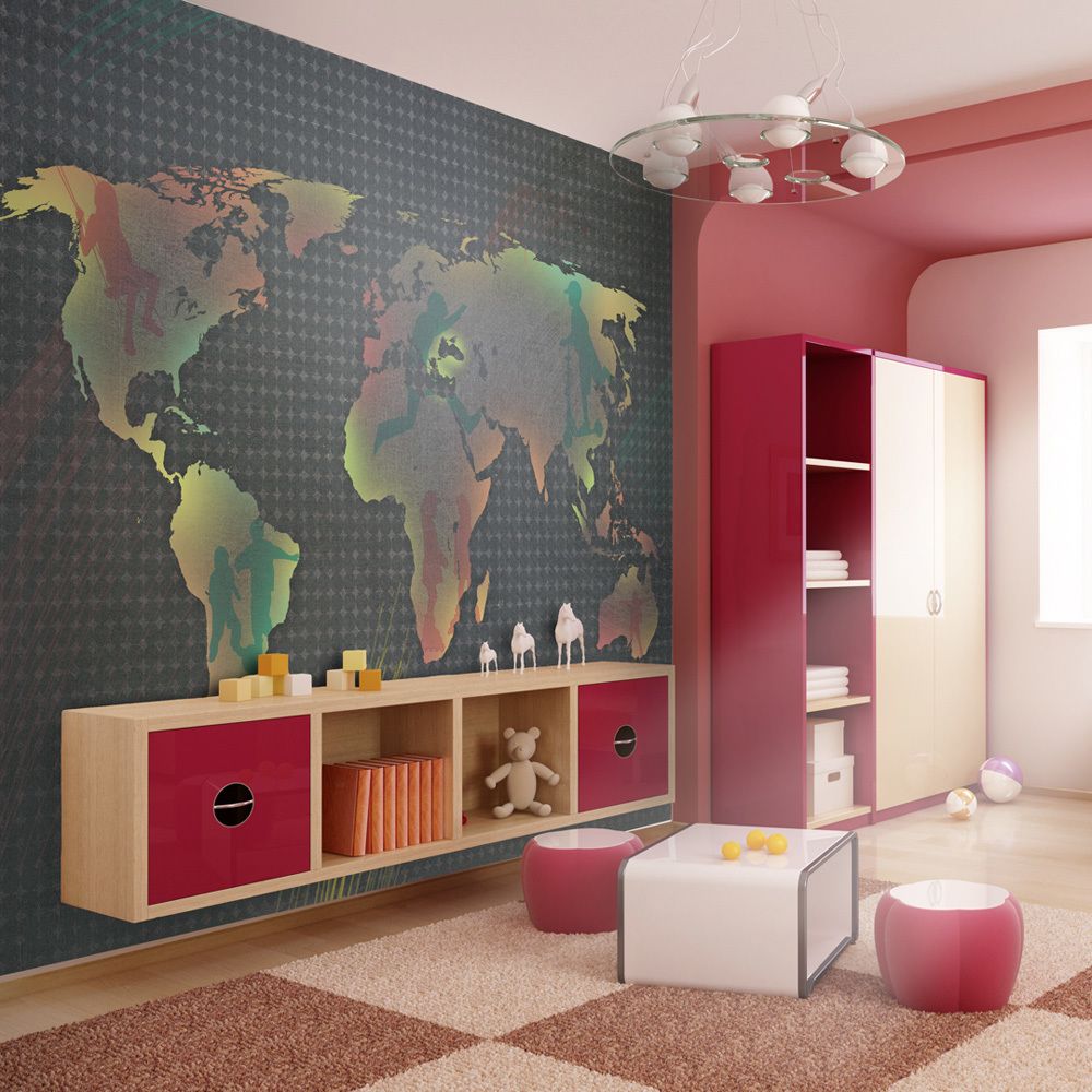 Bimago - Papier peint | carte (pour enfants) | 200x154 | Carte du monde | - Papier peint
