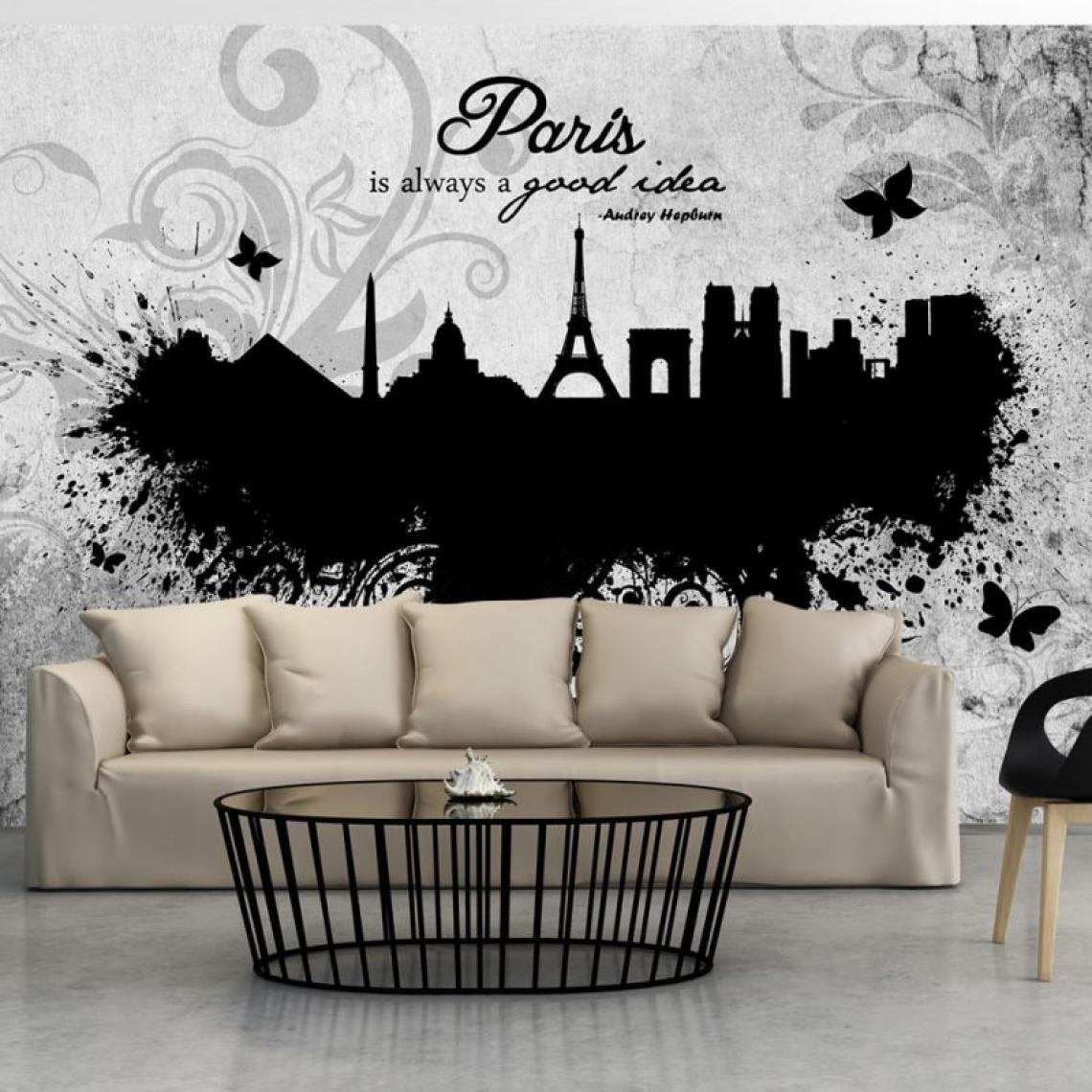 Artgeist - Papier peint - Paris is always a good idea - black and white .Taille : 300x210 - Papier peint