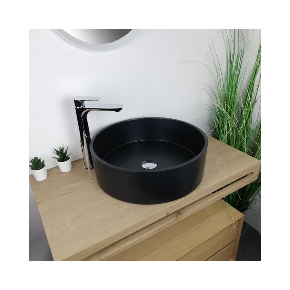 Ambra - Vasque à poser Noir en Pierre de synthèse 46,5 cm - Diana - Vasque