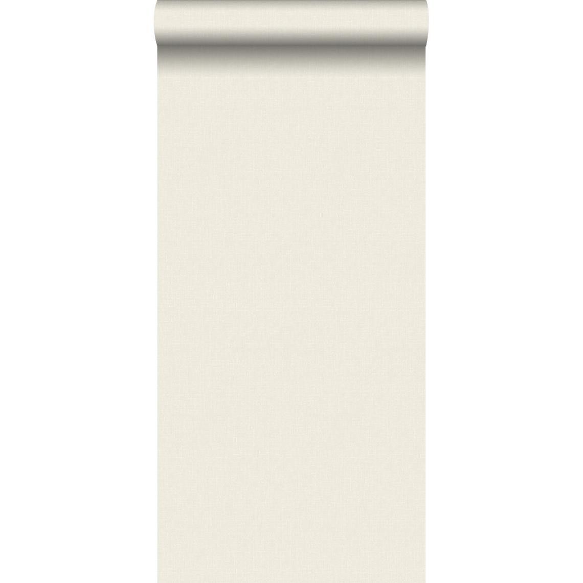 ESTAhome - ESTAhome papier peint uni mat avec texture de lin beige - 127642 - 53 cm x 10,05 m - Papier peint