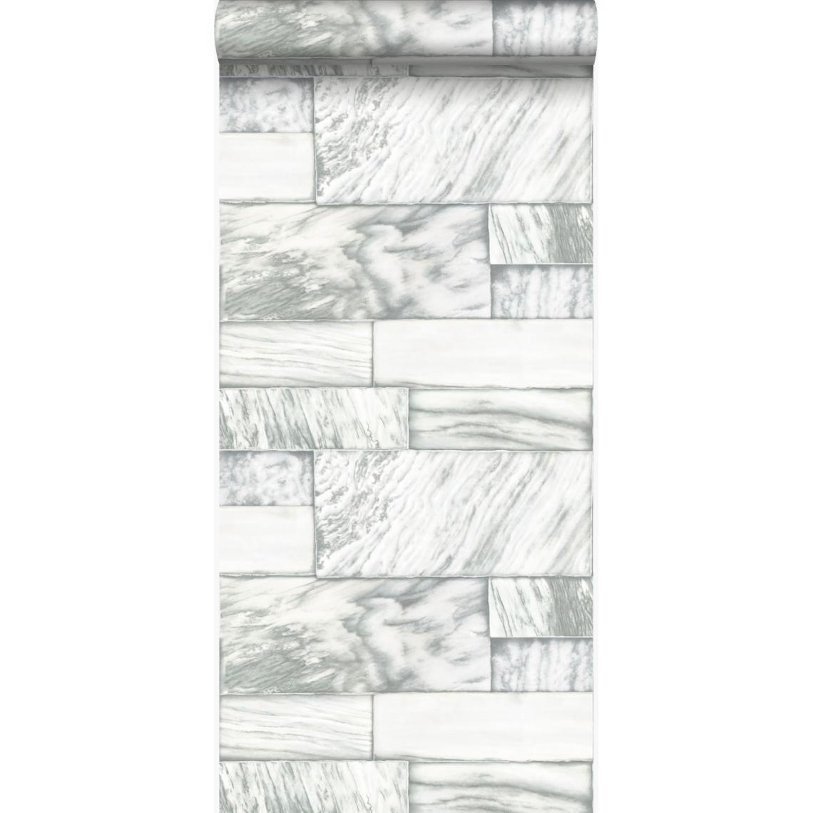 Origin - Origin papier peint pierres de marbre blanc cassé - 337254 - 53 cm x 10.05 m - Papier peint