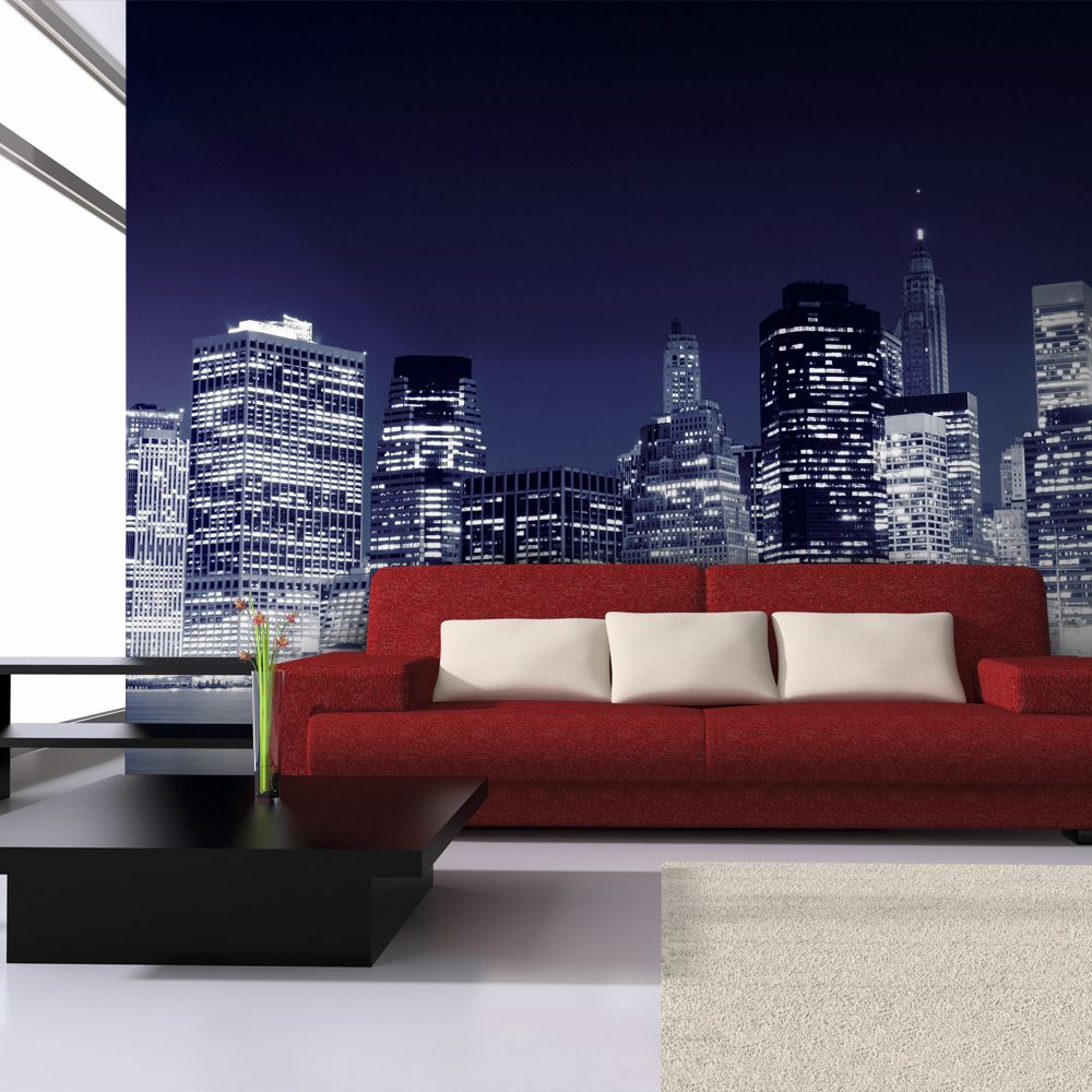Bimago - Papier peint | Panorama de Manhattan la nuit, New York City | 300x231 | Ville et Architecture | New York | - Papier peint