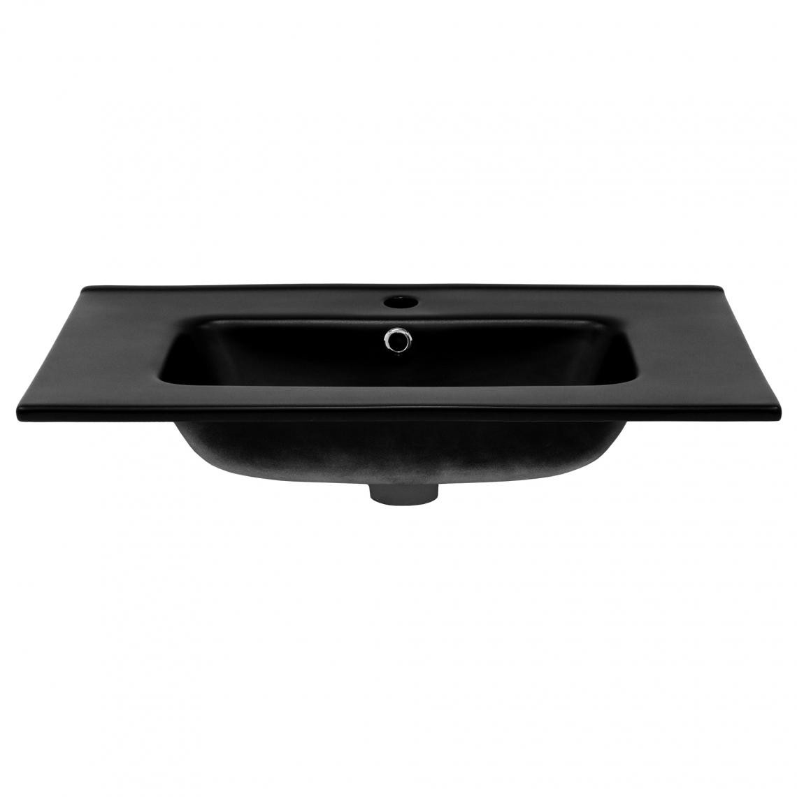 ML design modern living - Lavabo éncastre céramique noir mat vasque á poser rectangulaire 710x180x470 mm - Lavabo