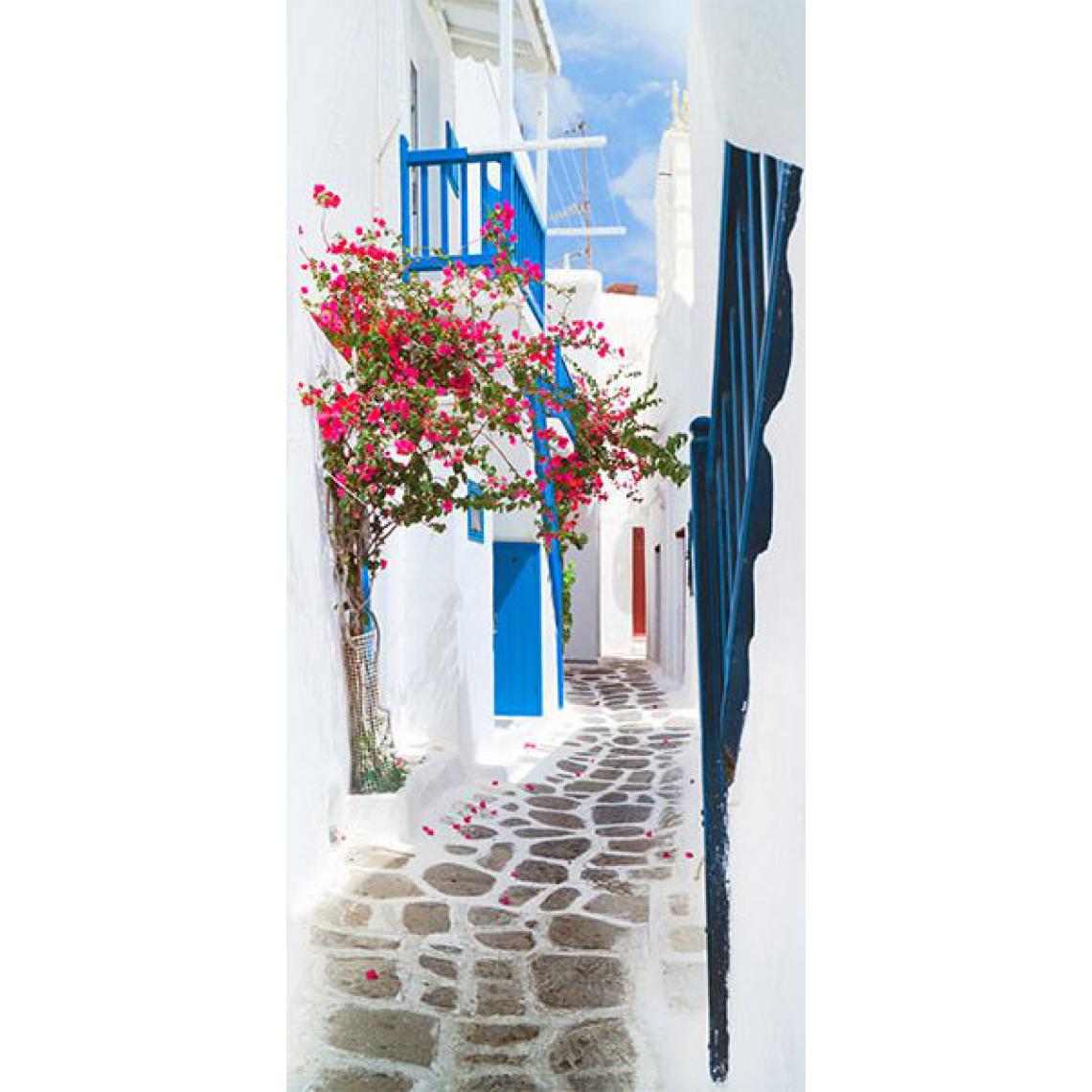 Artgeist - Papier-peint pour porte - Walk through Santorini .Taille : 80x210 - Papier peint
