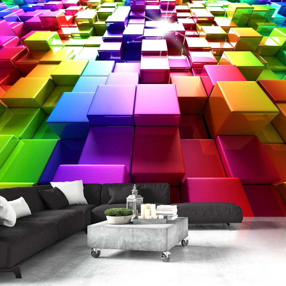 Bimago - Papier peint - Colored Cubes - Décoration, image, art | Fonds et Dessins | Géométrique | - Papier peint
