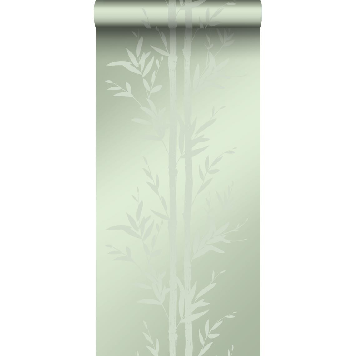 Origin - Origin papier peint bambou vert olive grisé - 345752 - 53 cm x 10,05 m - Papier peint