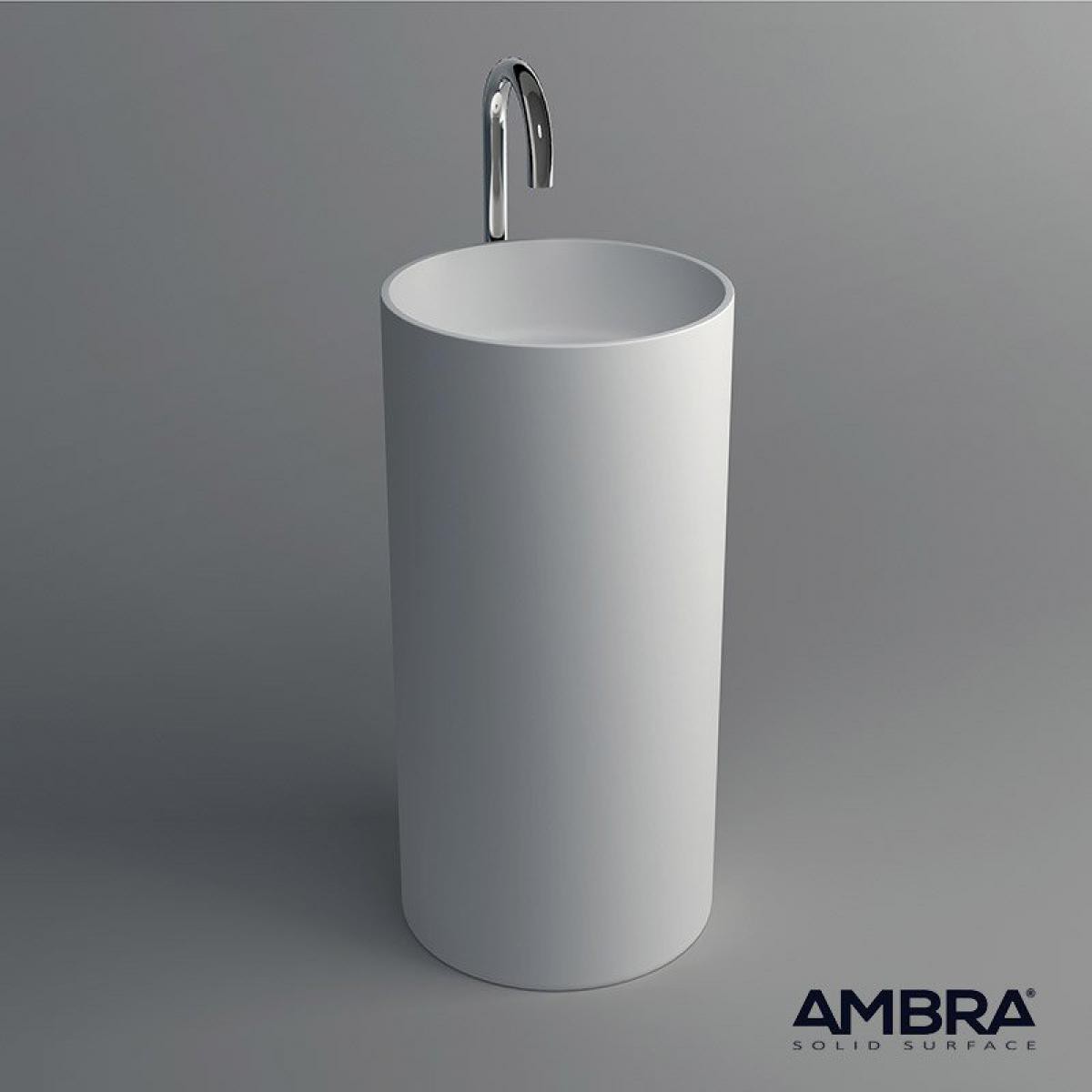 Ambra - Vasque sur pied, Totem en Solid surface 45 cm - Cerca - Vasque