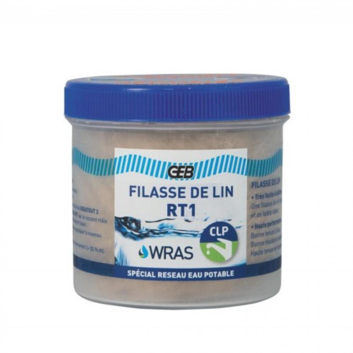 Geb - Filasse de lin peignée RT1, Conformité eau potable associé avec le "GEBATOUT 2" pot de 80 g - Mastic, silicone, joint