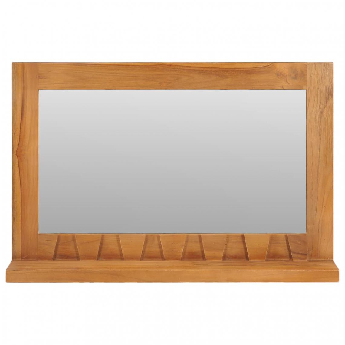 Icaverne - Icaverne - Miroirs selection Miroir mural avec étagère 60x12x40 cm Bois de teck massif - Miroir de salle de bain