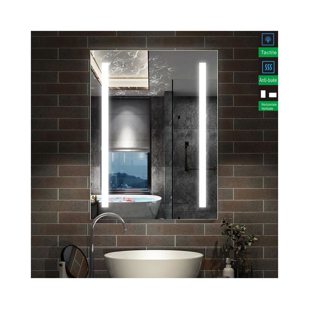 marque generique - Miroir de salle de bain avec lumière LED 45cm(L)x60cm(H) - Miroir de salle de bain