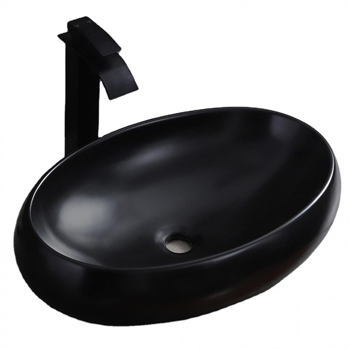 Piezzi - Vasque ovale en céramique Noire Mat 60 cm - Canoé - Vasque