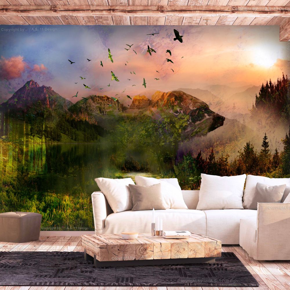 Bimago - Papier peint - Bear in the Mountain - Décoration, image, art | Paysages | Montagnes | - Papier peint