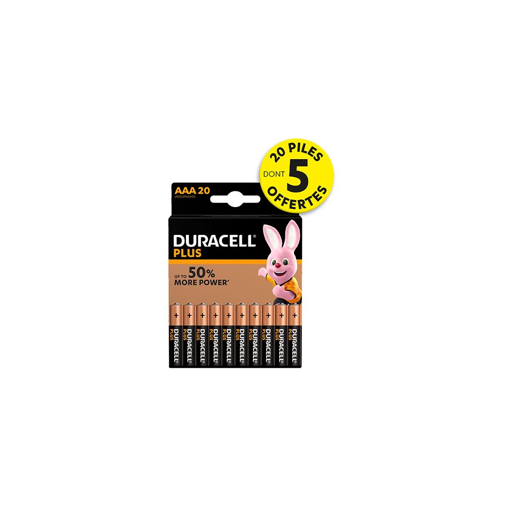 Duracell - Blister de 15 piles + 5 piles offertes LR03 Duracell Plus Power - Piles rechargeables