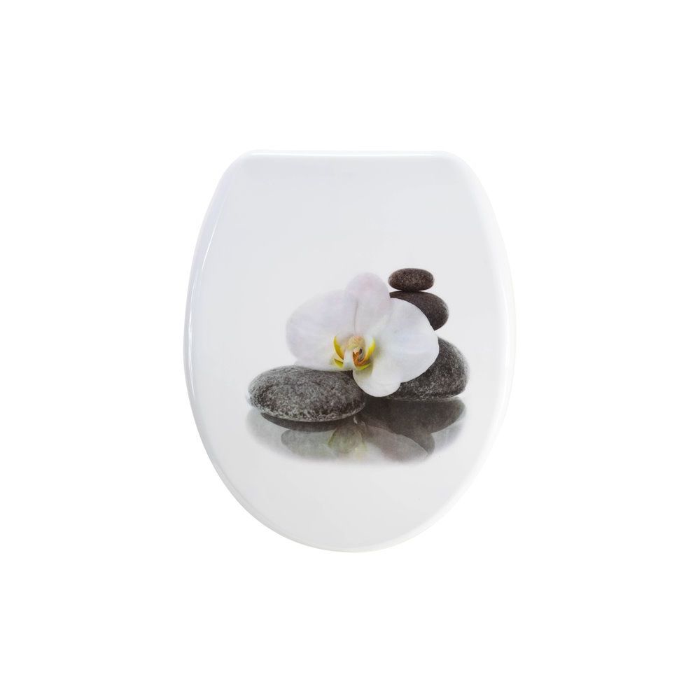 Arvix - Abattant de toilette plastique thermodur wc universel orchidee galets noirs - Abattant WC