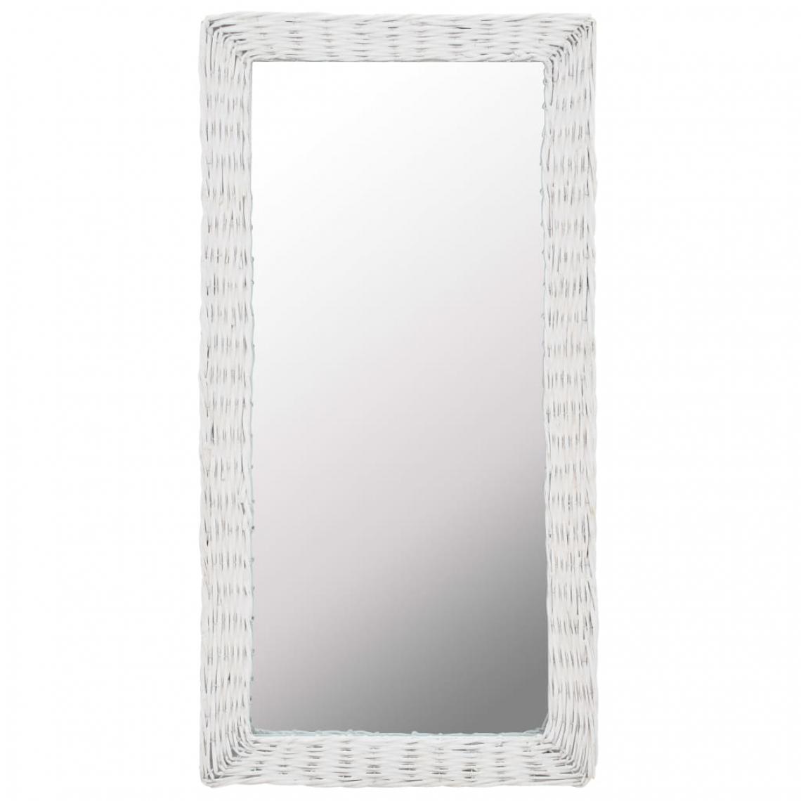 Icaverne - Stylé Décorations ligne Vientiane Miroir Osier Blanc 50 x 100 cm - Miroir de salle de bain