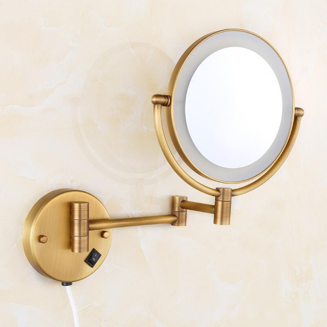 Universal - Miroir de salle de bains en laiton antique 1x3 loupe éclairage mural LED cosmétique éclairage pour femmes miroir | loupe salle de bains | miroir de salle de bain miroir en cuivre(Le cuivre) - Miroir de salle de bain