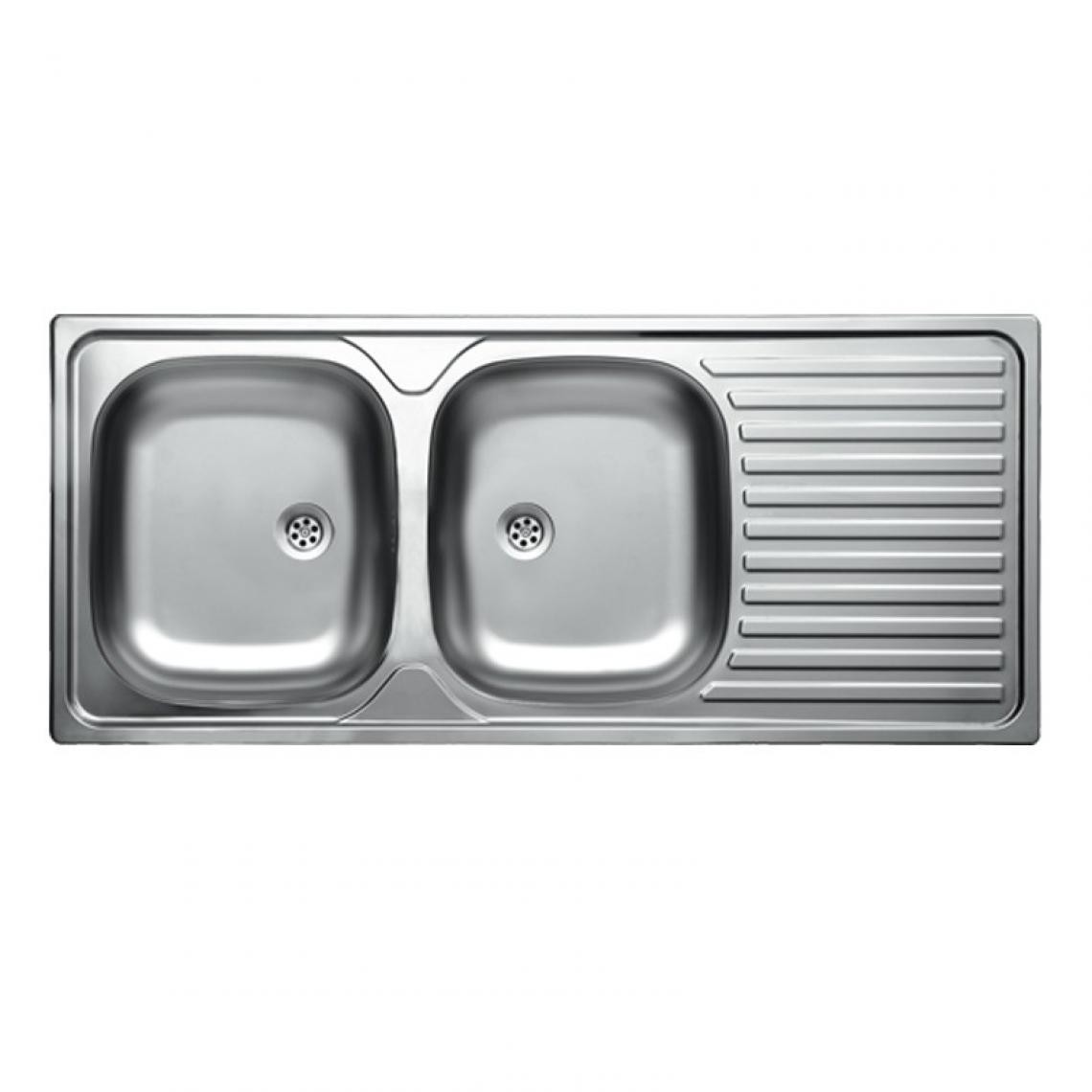Webmarketpoint - Évier de cuisine en acier 2 bacs égouttoir à droite 50x116 cm - Evier