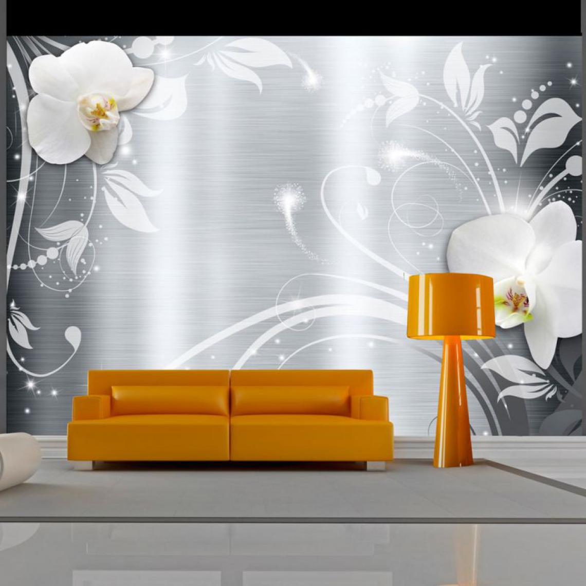 Artgeist - Papier peint - Orchids on steel .Taille : 150x105 - Papier peint