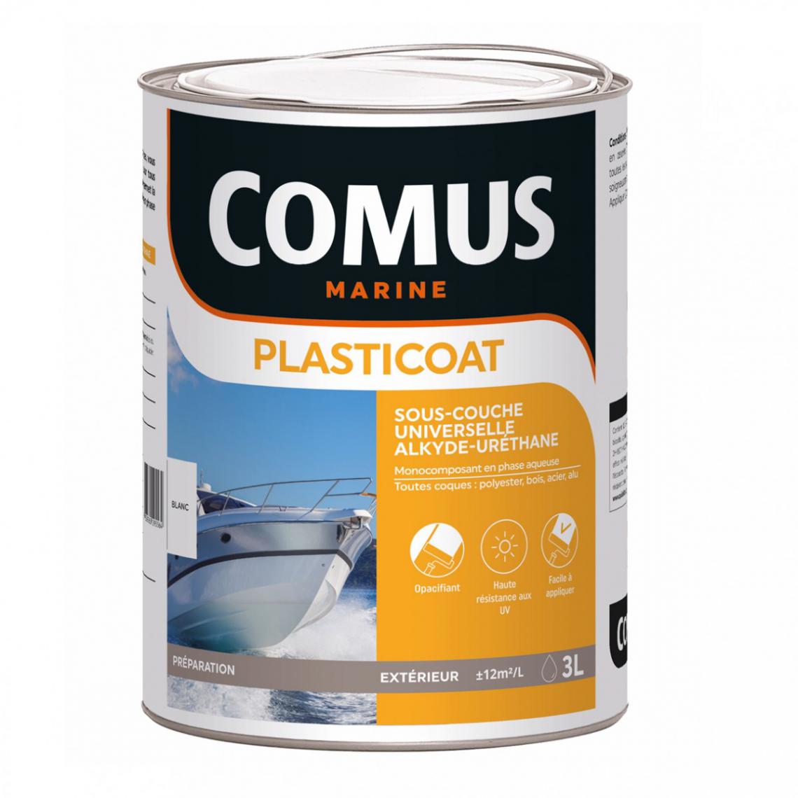 Comus - PLASTICOAT Blanc 3L - Sous-couche universelle mono-composante en phase aqueuse - COMUS MARINE - Peinture extérieure