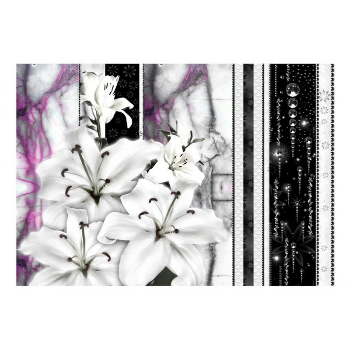 Artgeist - Papier peint - Crying lilies on purple marble .Taille : 200x140 - Papier peint