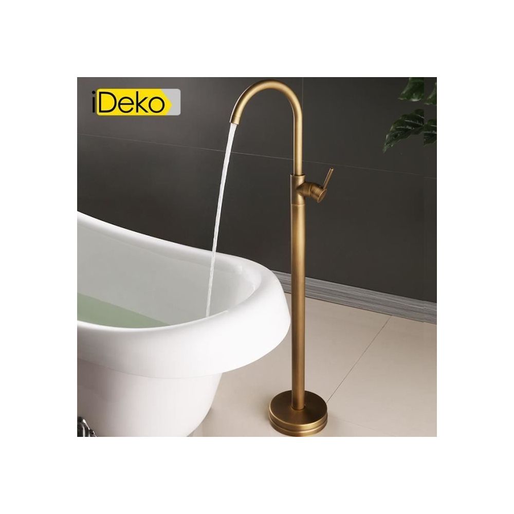 Ideko - iDeko® Robinet de baignoire ilot sur Pied salle de bain douche verticale sans Douchette vintage - Robinet de baignoire