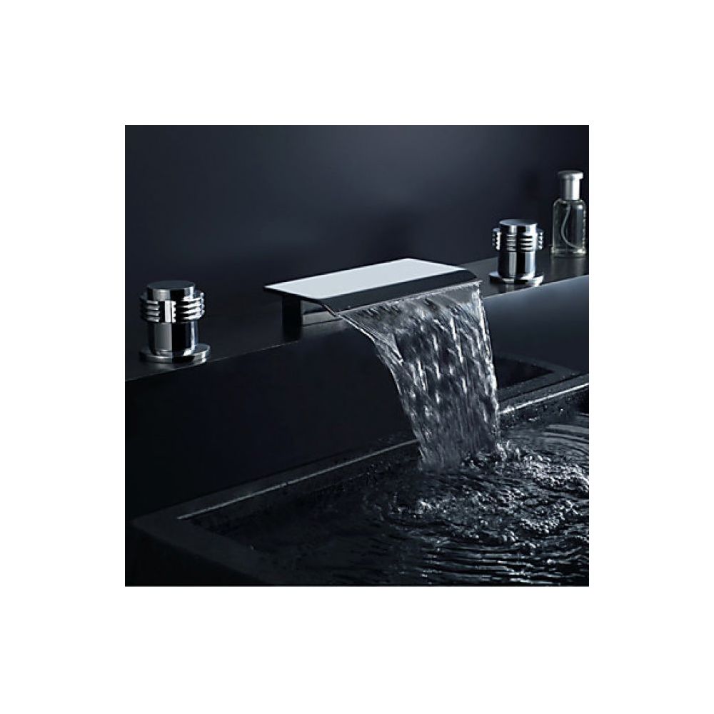 Lookshop - Robinet lavabo cascade à bec extra large, robinet à design contemporain (finition chromée) - Robinet de lavabo
