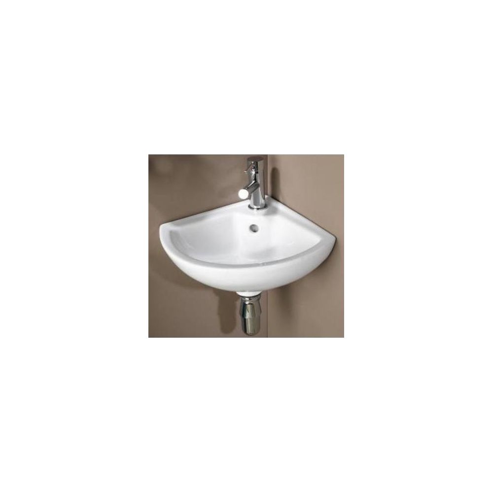 Aqua+ - Ondée - Lave-mains d'angle en porcelaine blanche - PIVOINE - Lave main pour toilettes