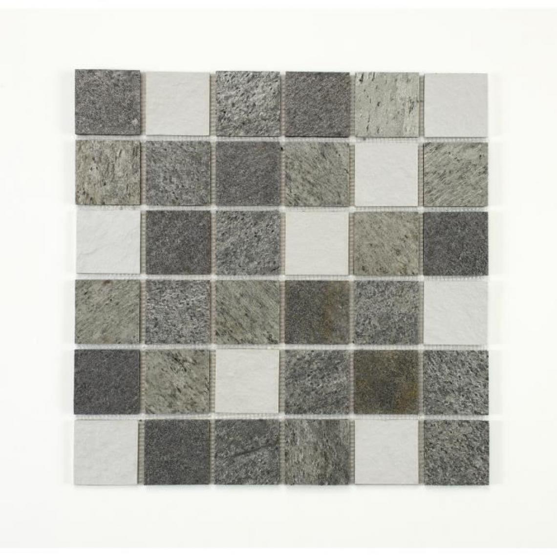 U-Tile - U-TILE Mosaique mixte resine + pierre 100 x 50 cm - 5 x 5 cm - mixte pierre et resine blanche - Receveur de douche