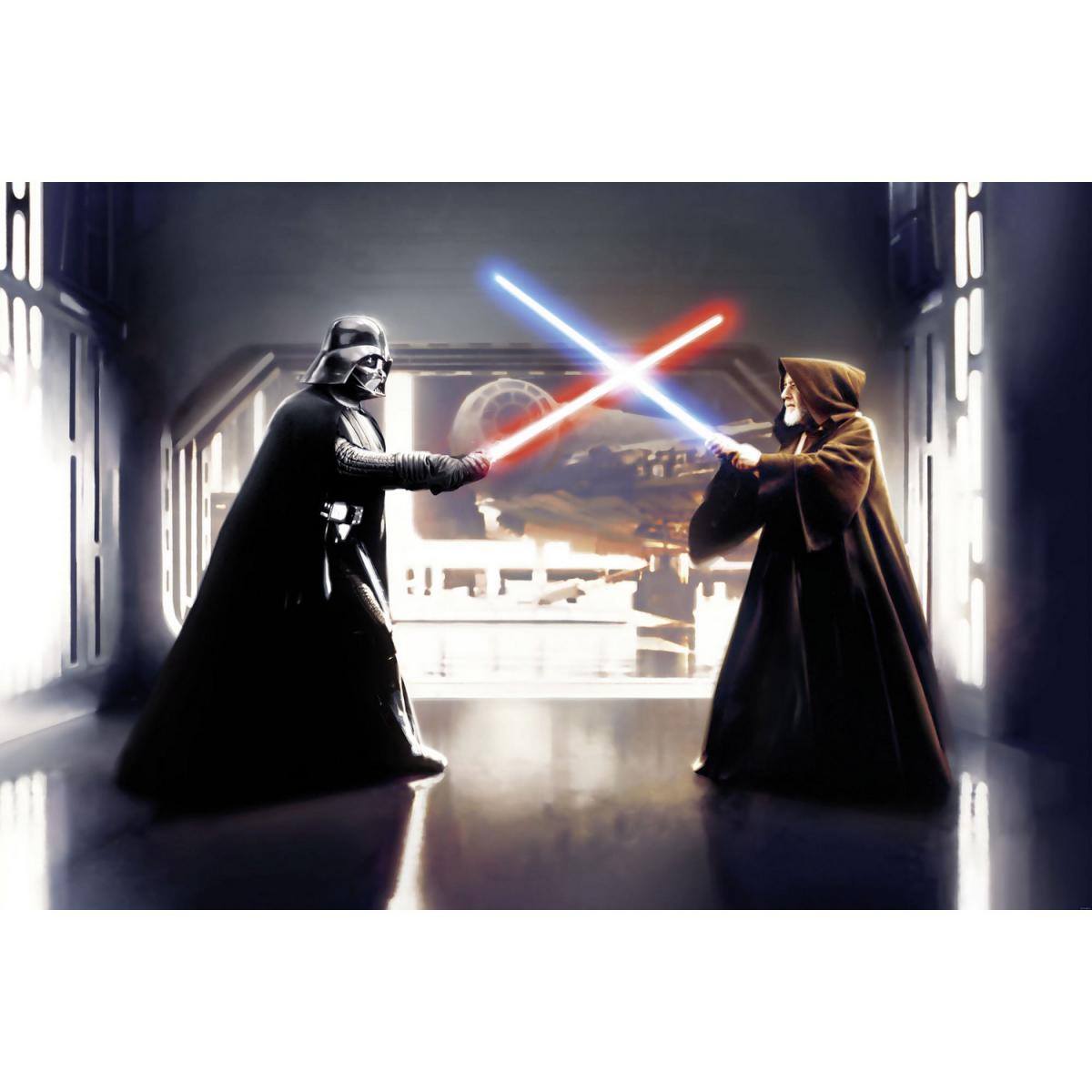Komar - Papier Peint panoramique intissé Vader vs. Kenobi Star Wars 300X200 CM - Papier peint
