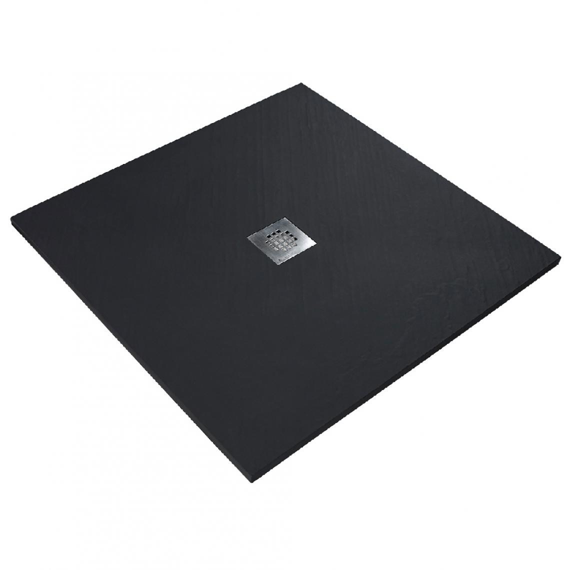 U-Tile - Receveur de douche 100 x 100 cm résine finition pierre noir - Receveur de douche