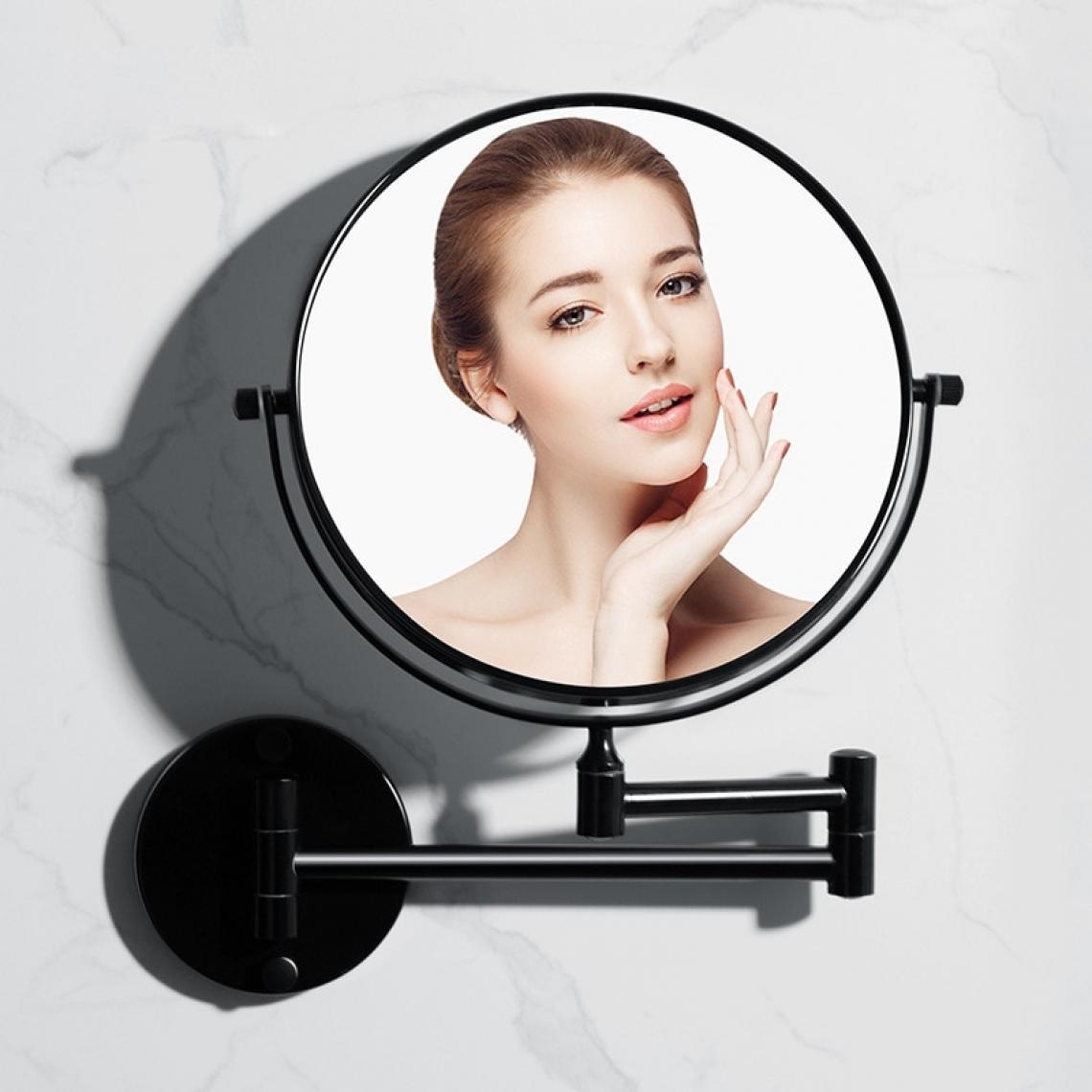 Universal - Salle de bains installation murale miroir miroir maquillage miroir maquillage salle de bains noir miroir beauté loupe pliante sans perçage installation |(Le noir) - Miroir de salle de bain