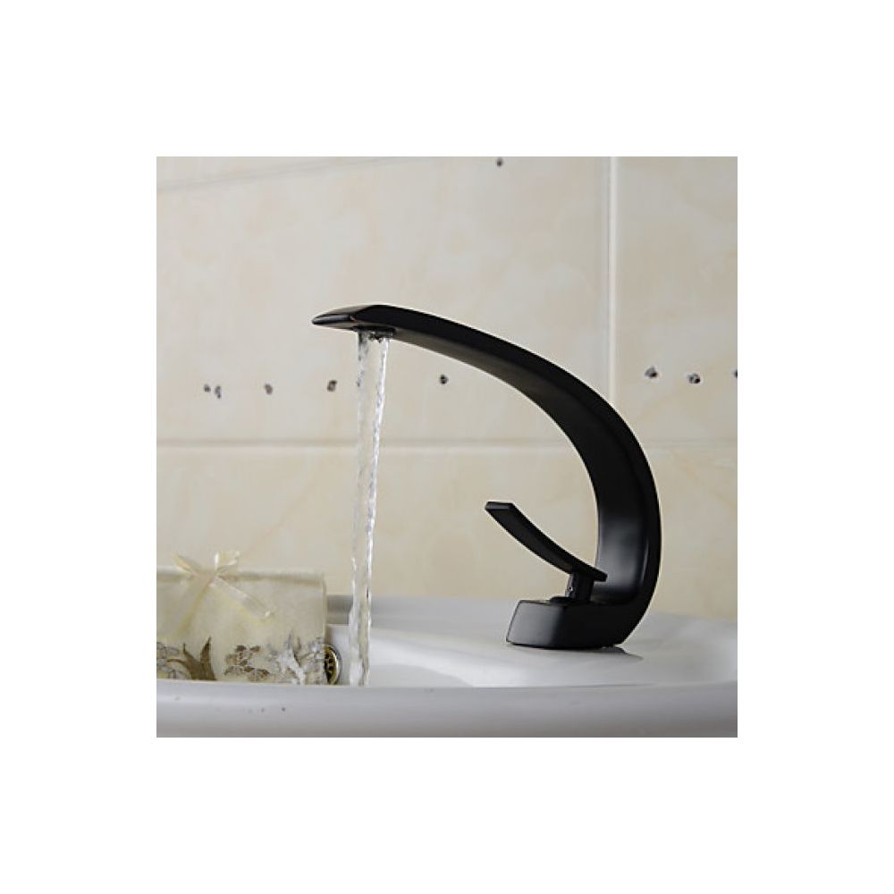 Lookshop - Robinet de lavabo noir à bec courbé de style contemporain - Robinet de lavabo