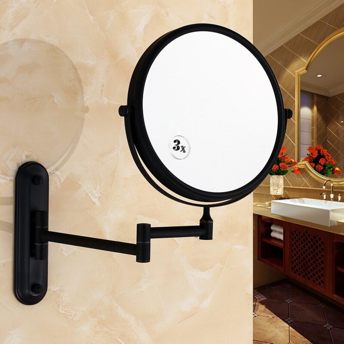 Universal - Miroir de salle de bains montage mural 8 pouces laiton loupe huile noire pliant miroir de maquillage miroir de maquillage madame cadeau |(Le noir) - Miroir de salle de bain