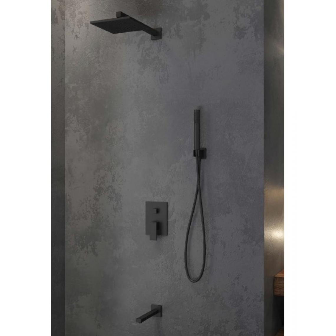 Karag - Ensemble de douche à encastrer DELOS avec douchette en laiton noir - Mitigeur douche