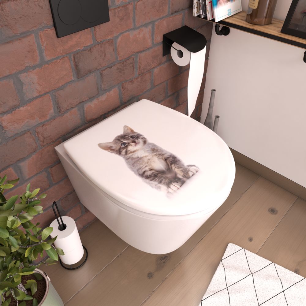 Galedo - Abattant pour WC à motif - Thermodur et charnières en métal double frein de chute - CAT - Abattant WC